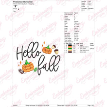 Hello Fall Thanksgiving Pumpkin Embroidery Pattern