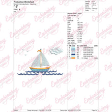 Cartoon Sailboat Machine Embroidery Design