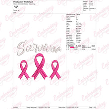 Survivor Strong Pink Ribbon Embroidery Design