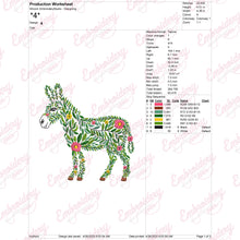 Tropical Leaves And Flowers Donkey Embroidery Design