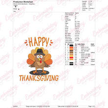 Happy Thanksgiving Turkey Embroidery Pattern