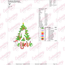 Believe Bigfoot Christmas Embroidery Design