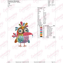 Crazy Colorful Bird Machine Embroidery Art