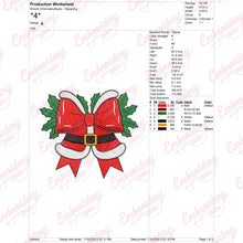 Christmas Santa Bow With Holly Embroidery Design