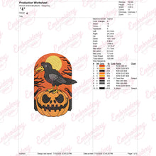 Halloween Raven and Pumpkin Embroidery Design