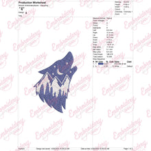Wolf With Mountains Embroidery Design