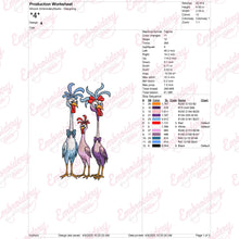 Colorful Crazy Chickens Embroidery Design