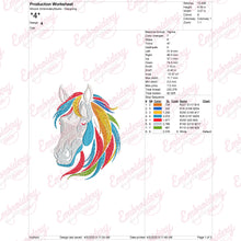 Colorful Horse Head Embroidery Design