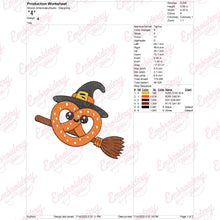 Halloween Pretzel On Broom Embroidery Design