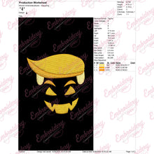 Trumpkin Funny Halloween Pumpkin Embroidery Design