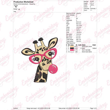 Giraffe Glasses Bubble Gum Embroidery Design