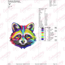 Colorful Raccoon Embroidery Design