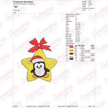 Christmas Penguin On Star Machine Embroidery Design