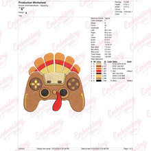 Thanksgiving Turkey Game Controller Embroidery Design