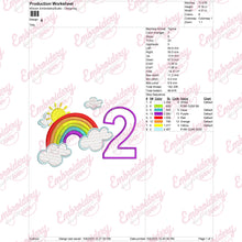 Rainbow Birthday Number 2 Embroidery Design