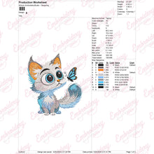 Cute Cat Observing Butterfly Embroidery Design