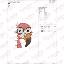 Happy Pink Flamingo Bird Embroidery Design