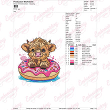 Highland Cow Donut Embroidery Design