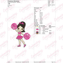 Cheerleader With Pom Pom Embroidery Design