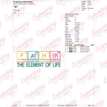 Father Periodic Table Embroidery Design