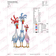 Colorful Crazy Chickens Embroidery Design