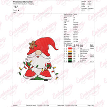 Christmas Lights Gnome Embroidery Design
