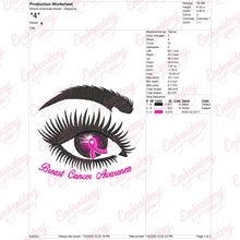 Eyes Pink Ribbon Warrior Breast Cancer Awareness Embroidery Design