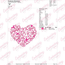 Breast Cancer Awareness Ribbons Heart Embroidery Design