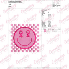 Breast Cancer Retro Smiley Face Embroidery Design