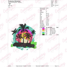 Retro Sunset Palm Tree Embroidery Design