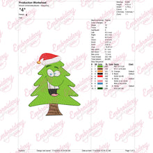 Happy Christmas Tree Embroidery Design