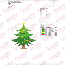 Christmas Tree with String Lights Embroidery Design