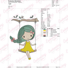 Girl On Swing Machine Embroidery Design