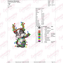 Christmas Reindeer Raccoon Embroidery Design