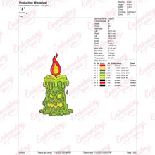 Halloween Candle Monster Embroidery Design