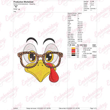 Cute Turkey Face Fall Thanksgiving Embroidery Design