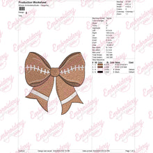 American Football Coquette Bow Embroidery Design