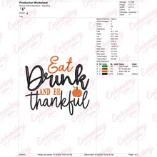 Eat Drink And Be Thankful Thanksgiving Embroidery Design
