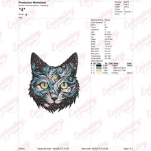 Starry Night Cat Face Embroidery Design