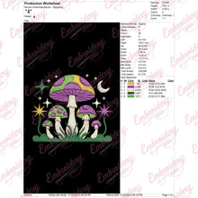 Magic Mushroom Night Embroidery Design