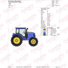Blue Farm Tractor Embroidery Design