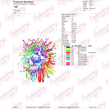 Colorful Skull Face Head Embroidery Design