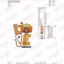Love Turkey Nurse Life Thanksgiving Embroidery Design