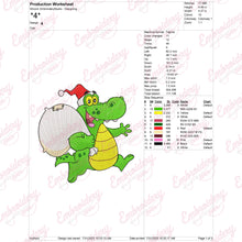 Christmas Santa Crocodile Alligator Embroidery Design
