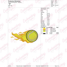 Tennis Ball Fire Embroidery Design