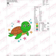 Cartoon Sea Turtle Embroidery Design