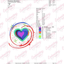 Green Neon Lights Heart Embroidery Design