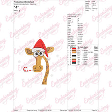 Christmas Giraffe Fun Embroidery Design