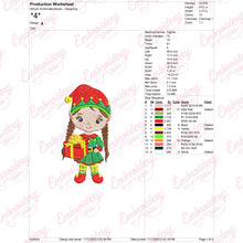 Christmas Elf Girl With Gift Embroidery Design