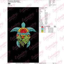 Tropical Turtle Embroidery Design